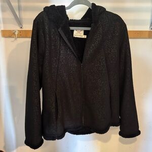 Faded Glory Black fleece Textured  hooded Jacket